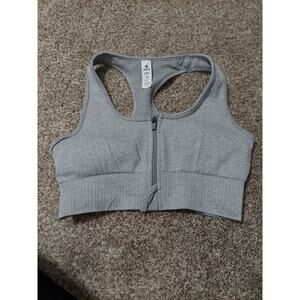 Reflex 90 Degree Seamless Amelia Front Zip Bra Gray Women's Size Medium NWOT